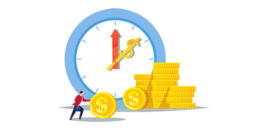 vector image of a clock and money