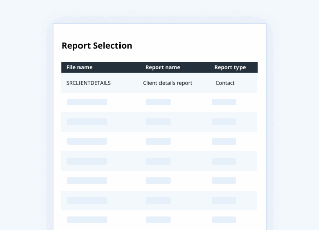 report selection