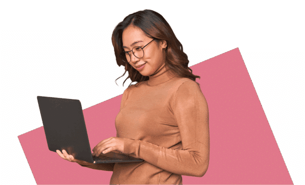 red iris woman laptop accountant