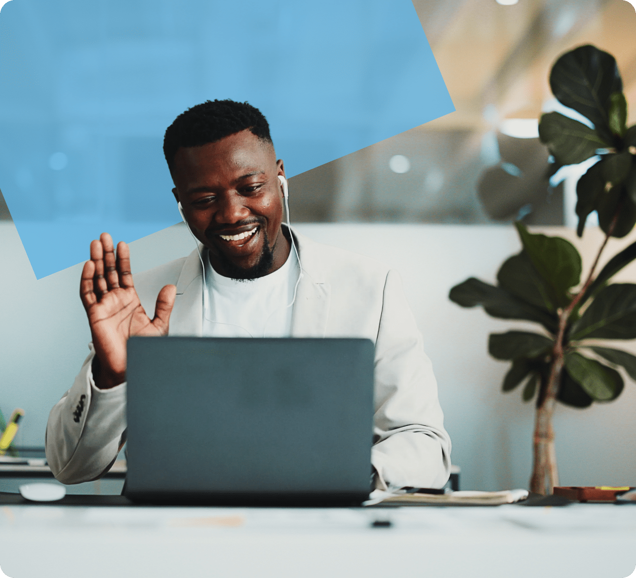 man laptop conversation happy